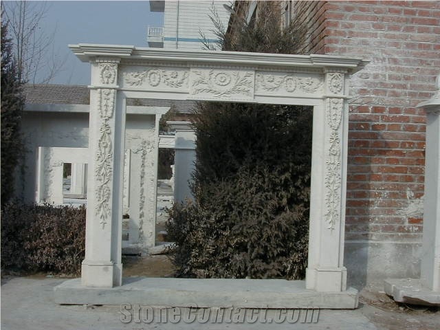 Grey Marble Carved Fireplace