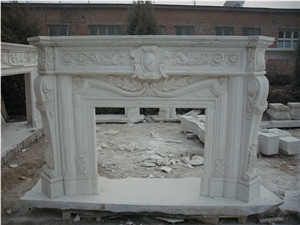Grey Marble Carved Fireplace