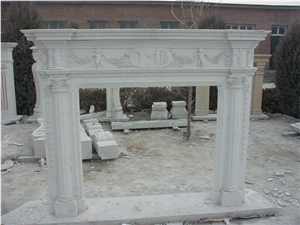 Grey Marble Carved Fireplace