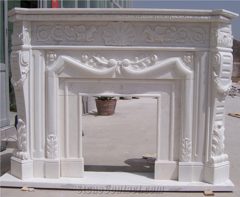 Guangxi White Marble Fireplace