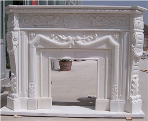 Guangxi White Marble Fireplace