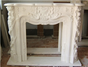 Guangxi White Marble Fireplace