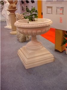 Sandstone Flower Bowl, Beige Sandstone Flower Pot