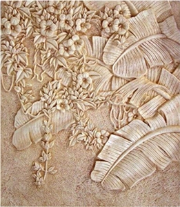 Sandstone Flowers Stone Relievo, Beige Sandstone Relievo