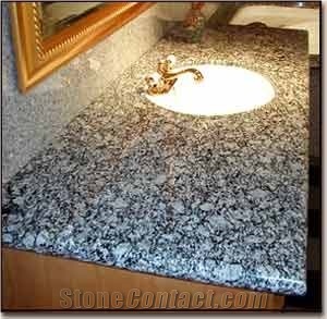 White Wave Granite Vanity Top, Sea Wave Flower Grey Granite Vanity Top