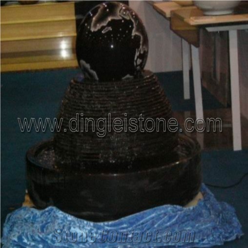 Absolute Black Granite Floating Spheres Fountain, Shanxi Black Granite Floating Spheres