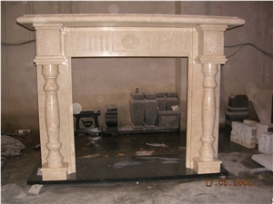 Beige Marble Fireplace Mantel