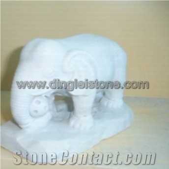 Dinglei Elephant Stone Sculpture, White Granite Sculpture