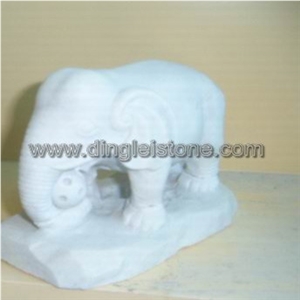 Dinglei Elephant Stone Sculpture, White Granite Sculpture