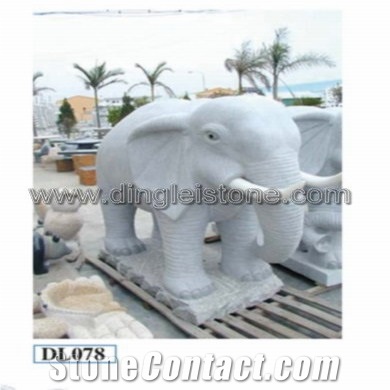 Dinglei Elephant Stone Sculpture, White Granite Sculpture