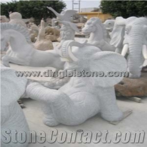 Dinglei Elephant Stone Sculpture, White Granite Sculpture