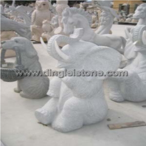 Dinglei Elephant Stone Sculpture, White Granite Sculpture