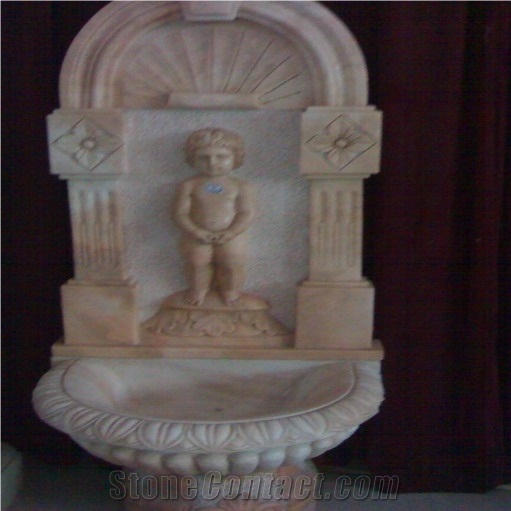 Dinglei European Character Stone Sculpture Fountai, Yellow Marble Fountain