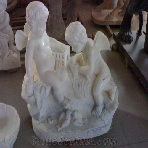 Dinglei European Character Stone Sculpture, White Marble Sculpture