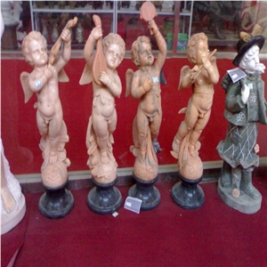 Dinglei European Character Stone Sculpture, Yellow Marble Sculpture