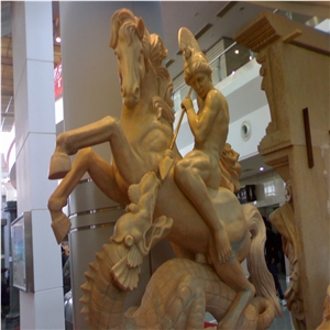 Dinglei European Character Stone Sculpture, Yellow Marble Sculpture