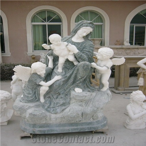 Dinglei European Character Stone Sculpture, Green Marble Sculpture