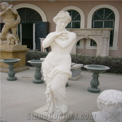 Dinglei European Character Stone Sculpture, White Marble Sculpture