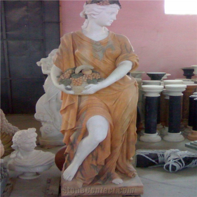 Dinglei European Character Stone Sculpture, Yellow Marble Sculpture