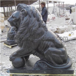 Dinglei Lion Sculpture, Black Granite Sculpture