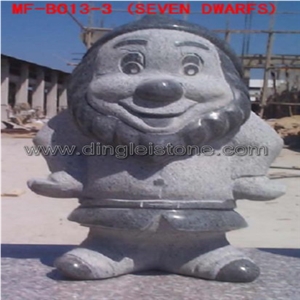 Dinglei Seven Dwarfs, Grey Granite Sculpture, Statue Dinglei Seven Dwarfs, Grey Granite Sculpture, Statue
