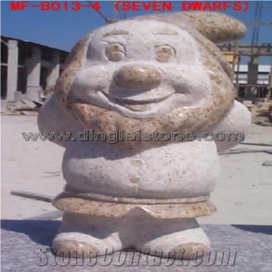 Dinglei Seven Dwarfs, Grey Granite Sculpture, Statue