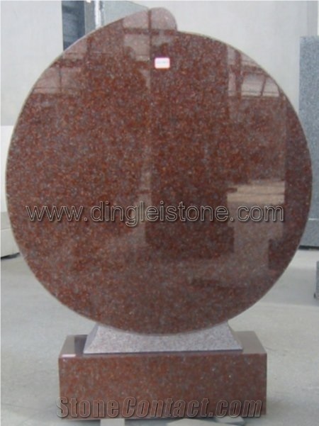 DL 4 European Style Headstone, Red Granite Headstone
