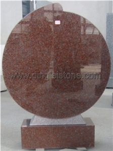 DL 4 European Style Headstone, Red Granite Headstone