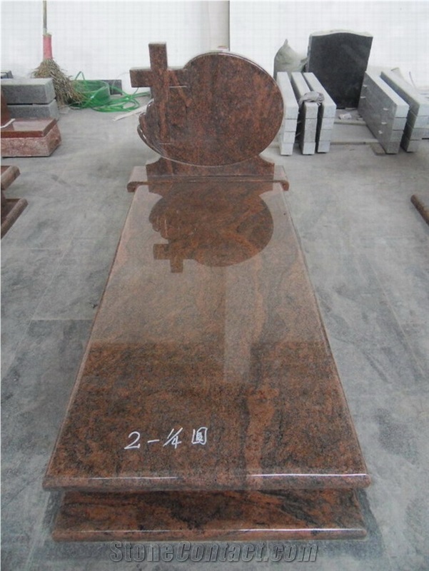 Dl Multicolor Red Granite Tombstone