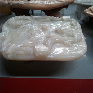 DL Stone Teabord , White Onyx Teabord