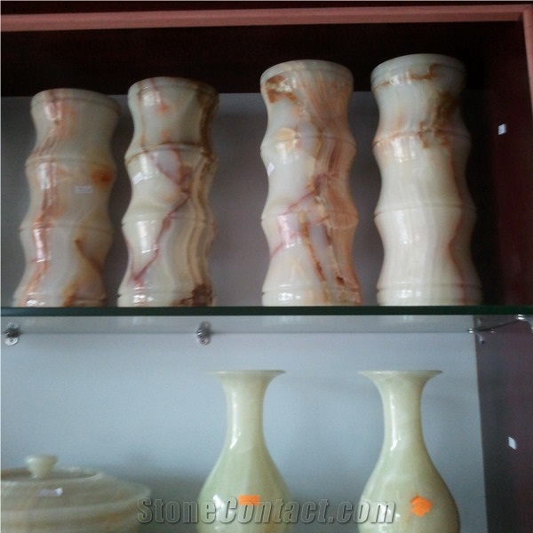DL Stone Vase ,White Onyx Vase