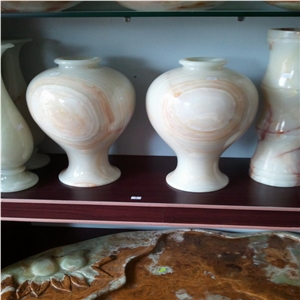 DL Stone Vase ,White Onyx Vase
