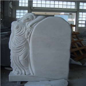 European Stlyle White Marble Tombstone