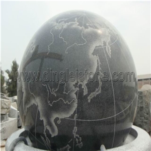 Black Granite Floating Ball Fountain