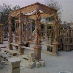 Gazebo - European Character Stone Sculptured, Brown Marble Gazebo Gazebo - European Character Stone Sculptured, Brown Marble Gazebo