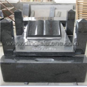 Japan Style Black Granite Tombstone, China Black Granite Japanese, Korean