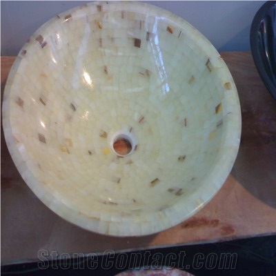 Onyx Mosaic Sink, White Onyx Sink