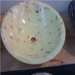 Onyx Mosaic Sink, White Onyx Sink