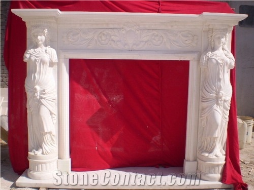 Stone Fireplace,White Marble Fireplace