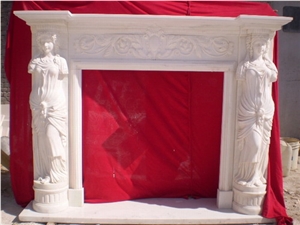 Stone Fireplace,White Marble Fireplace