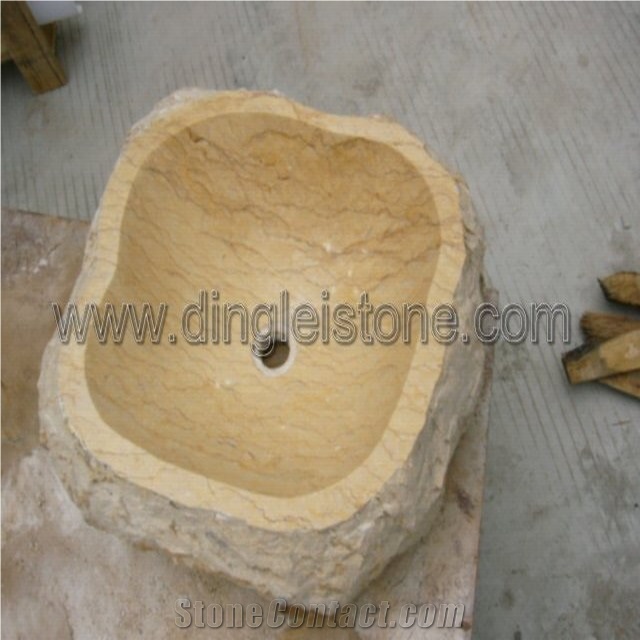 Stone Sink ,Yellow MARBLE Sink, Silvia Yellow Marble Sink