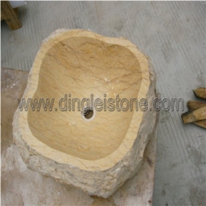 Stone Sink ,Yellow MARBLE Sink, Silvia Yellow Marble Sink