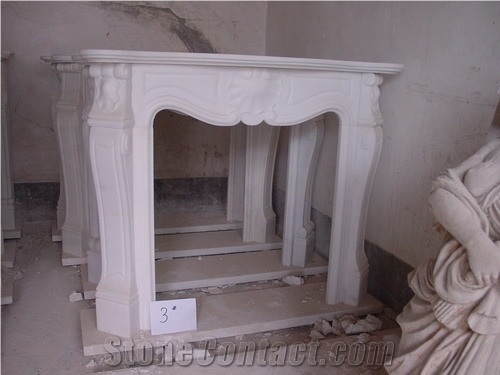 Good Quality Marble Fireplace Indoor Decration, Beige Marble Fireplace