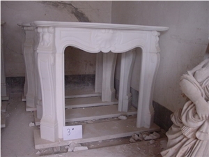 Good Quality Marble Fireplace Indoor Decration, Beige Marble Fireplace