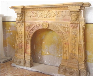 Good Quality Marble Fireplace Indoor Decration, Beige Marble Fireplace
