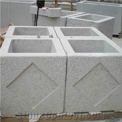 G603 Pots and Trough, G603 Grey Granite Pots
