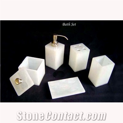 Stone Bathroom Accessories, Rainbow Teak Sandstone Bath Accessories