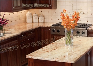 Ivory Brown Granite Slab, India Brown Granite