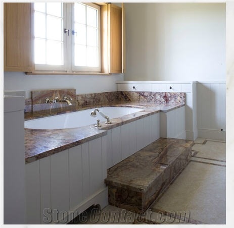 Sarrancolin Marble Bathtub Surround, Deck, Sarrancolin Opera Marble