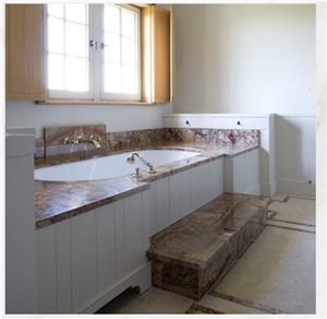 Sarrancolin Marble Bathtub Surround, Deck, Sarrancolin Opera Marble